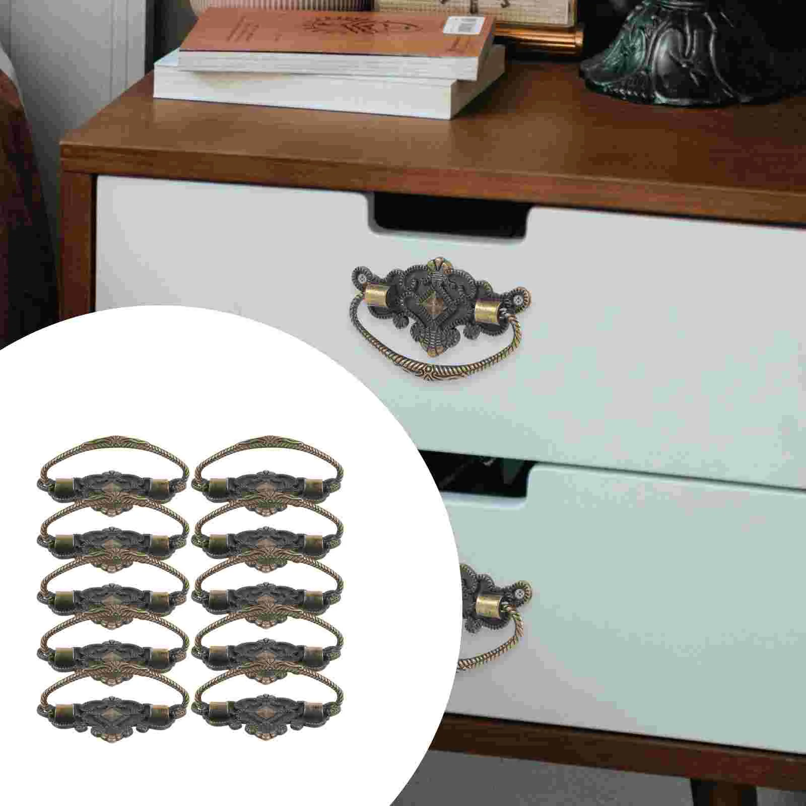 

10 Pcs Wardrobe Handle Vintage Decor Metal Drawer Pulls Alloy Replacement