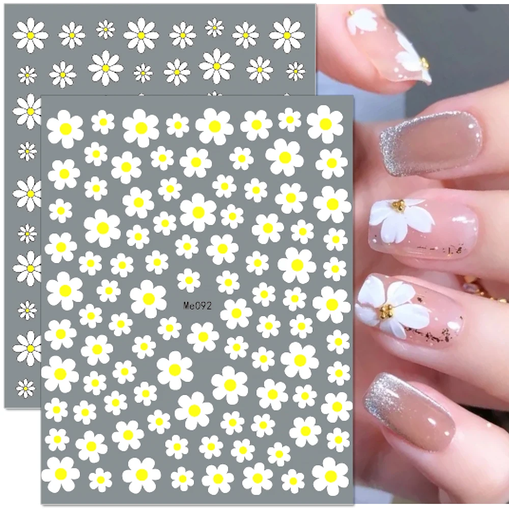 

3D Daisy Flower Nail Stickers Summer Sunflowers Nail Decals Self-Adhesive Sticker Nail Art Decorations Nail Designs Manicures