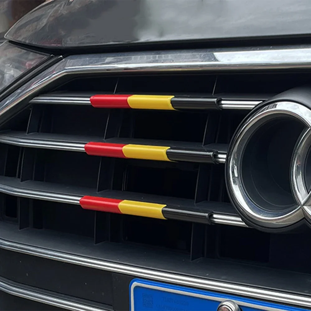 Car Front Grille Trim Strips - Racing-Style Decorative Three-Color Exterior DIY Accessory