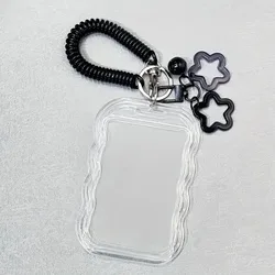 Retractable ID Holder with Keychain & Wrist Strap - Secure & Stylish Card Accessory (Black)