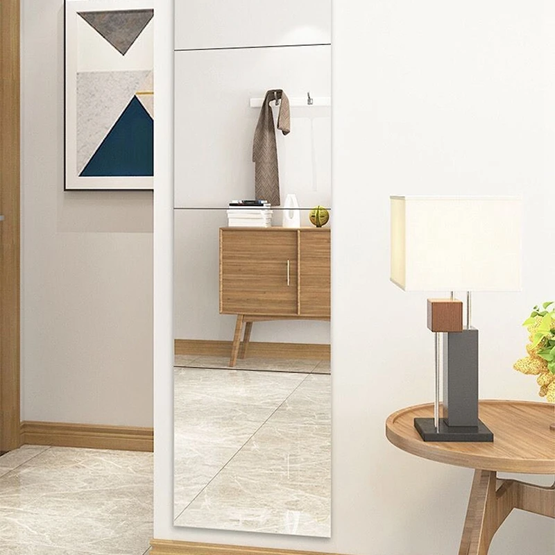 Acrylic Mirrors Set 4Pcs 30*30cm Self Adhesive Mirror Tiles 1mm Thick for Bedroom LivingRoom