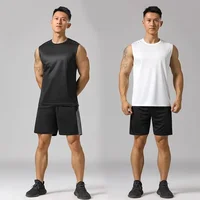 Sports Men Summer Vest Running Sportswear Quick-drying Gym Fitness Clothes Badminton Clothes Casual Sleeveless T-shorts Tops 2