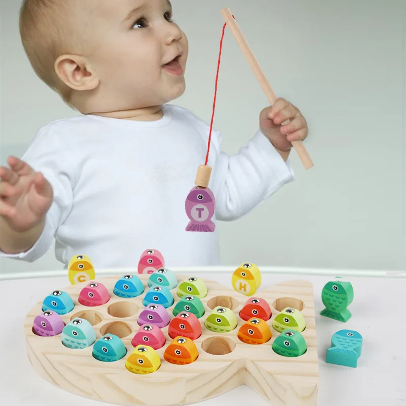 Wooden Children Fishing Toys Montessori Early Education Toys Kids Ability Training Game Learning