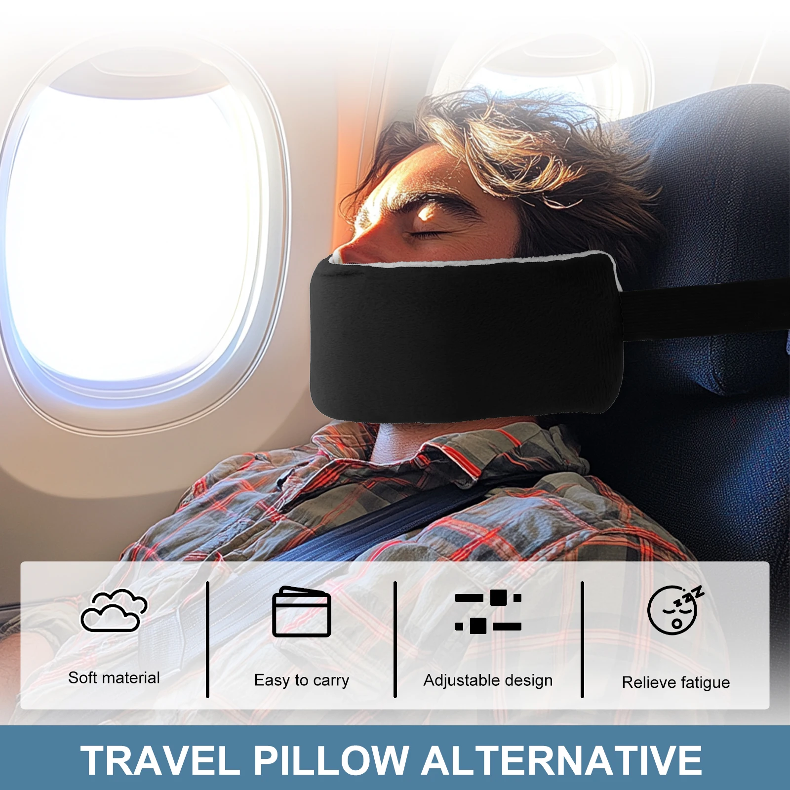 Adjustable Cloth Travel Pillow Neck Support Strap
