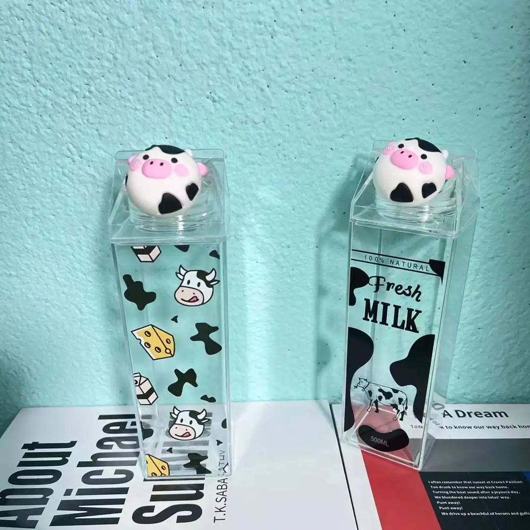 Milk Lemon Water Bottle Drinkware Shaker Sports Square Juice Outdoor Climbing Camping Travel 1000ml 500ml