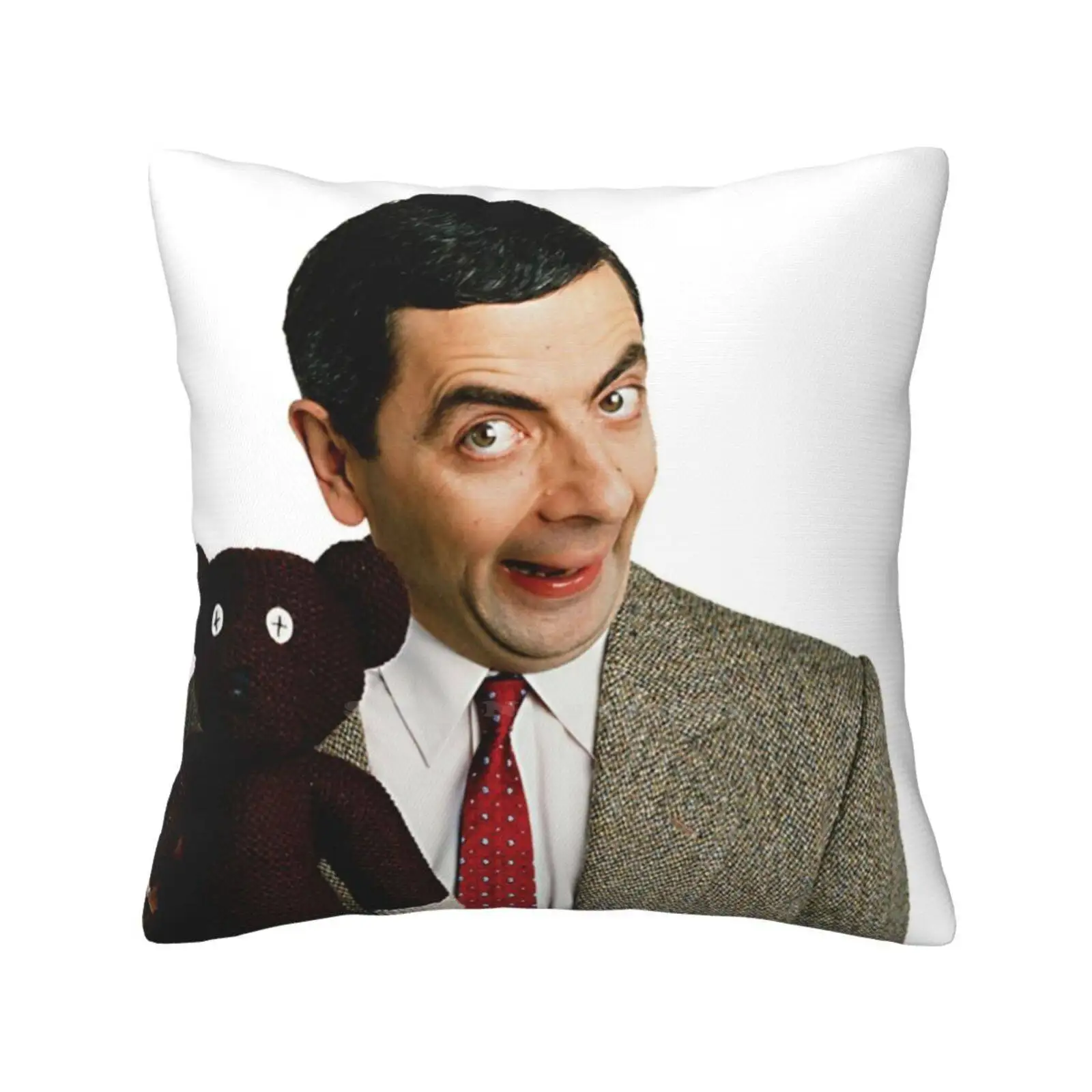 Mr. Bean With Teddy Bear Rowan Atkinson Home Sofa Car Cushion Cover Federa Design Con Teddy Bear Wall Jacket Cap Stazionaria