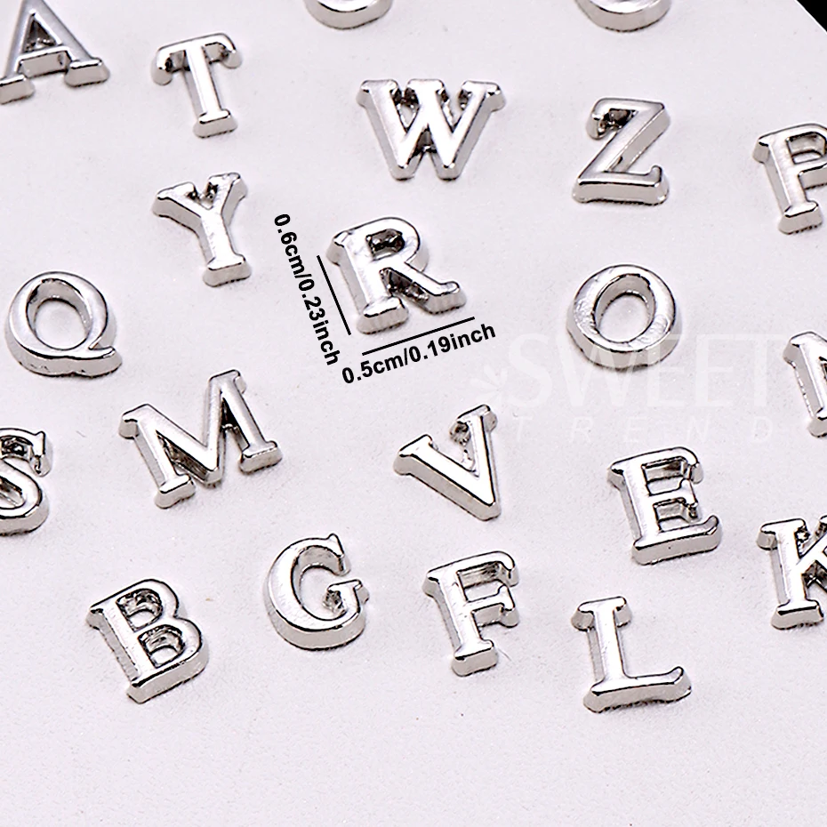 3D Mixed Letter Nail Art Charms About 100pcs Luxury Alloy Alphabet Nail Tips Designer Jewelry DIY Nail Decoration Accessories