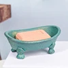 Cast Iron Soap Dish Footed Boat Gold Green Handmade Home Garden Decor Heavy Metal Storage Tray Antique Bathroom Accessories 1