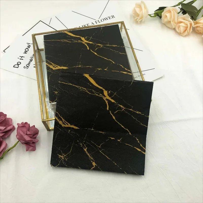 20pcs/Pac 33*33cm 2-Ply Printed Napkins Black Marble Printed Paper Napkins Home Party Placemats Butterfly Bart paper napkins disposable paper placemats