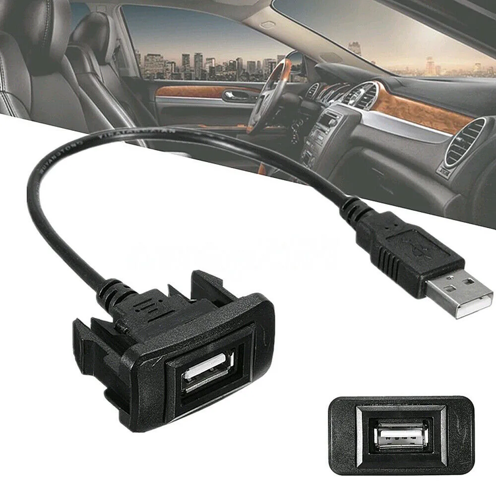 

1x 25cm Dashboard Flush Mount USB Car Male To Female Extension Cable Adapter For Toyota High Speed 2.0 USB Extension Lead YJ-02