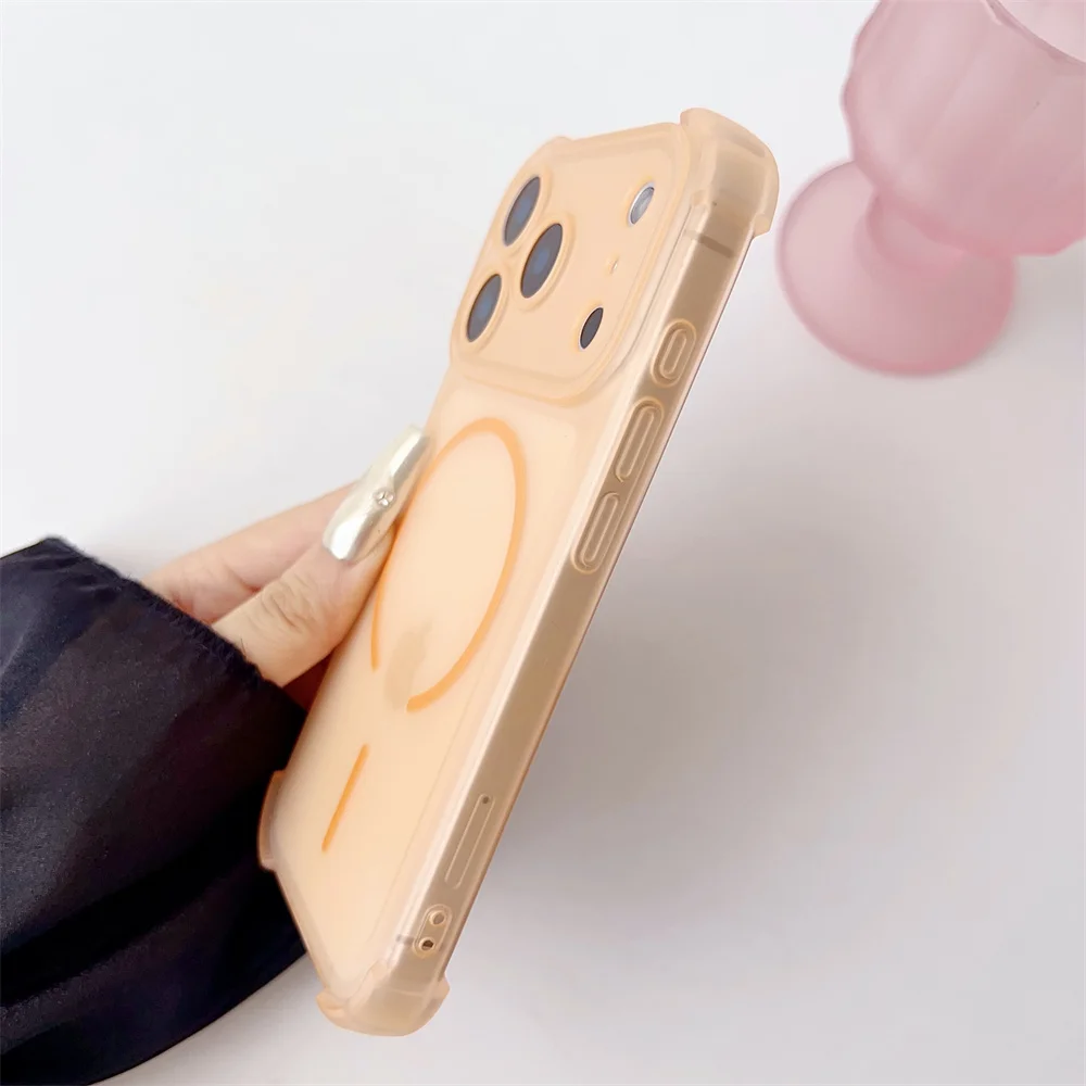 Magsafe Clear Matte Shockproof Armor Phone Case with Lens Protective Soft TPU Cover