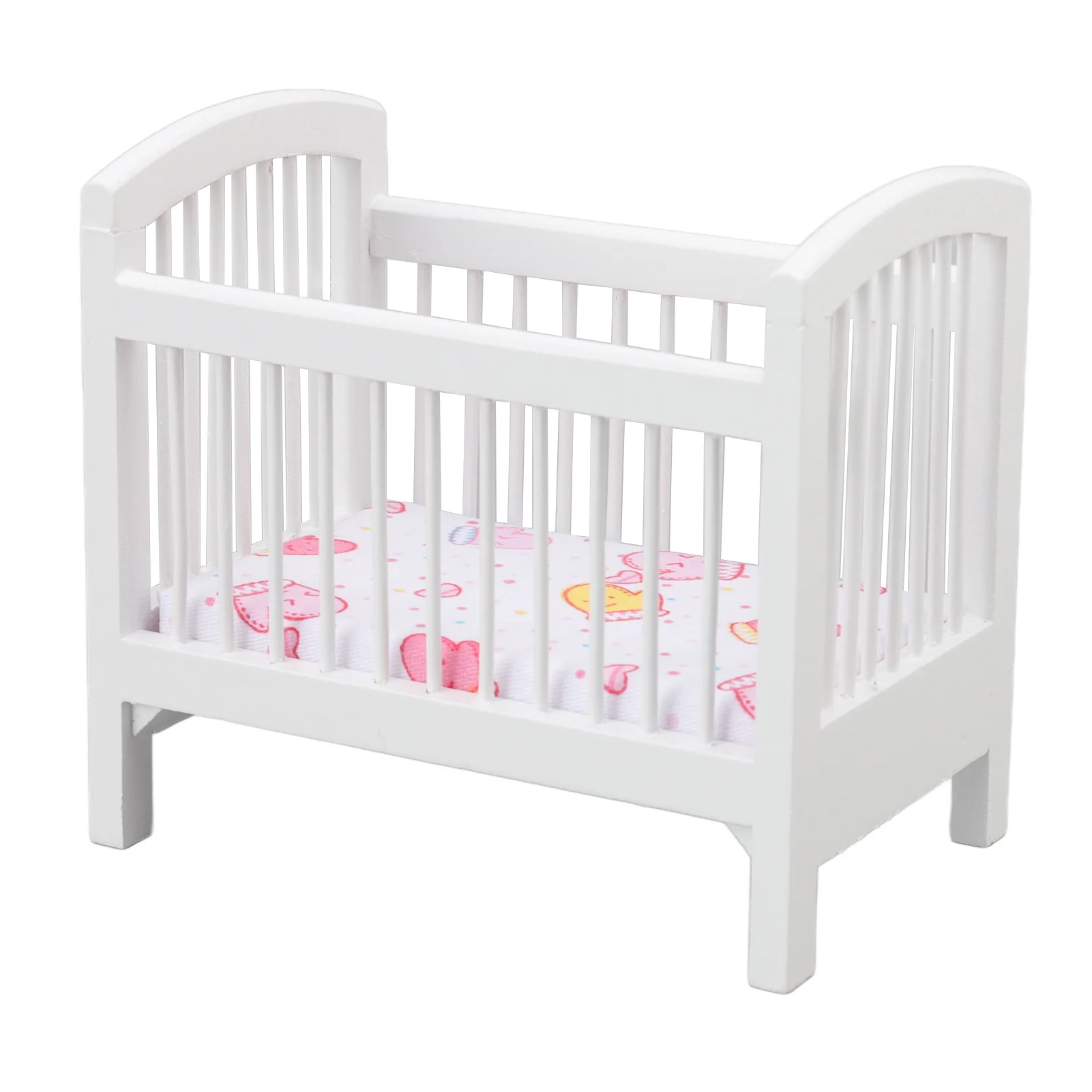 WoodenDollCribSafeCuteGlossyVividDollhouseMiniatureBedroom