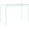 Bent Glass Computer Desk Rectangular Shaped PC Laptop Workstation Table for Home Office, 43.3" L, Clear 5