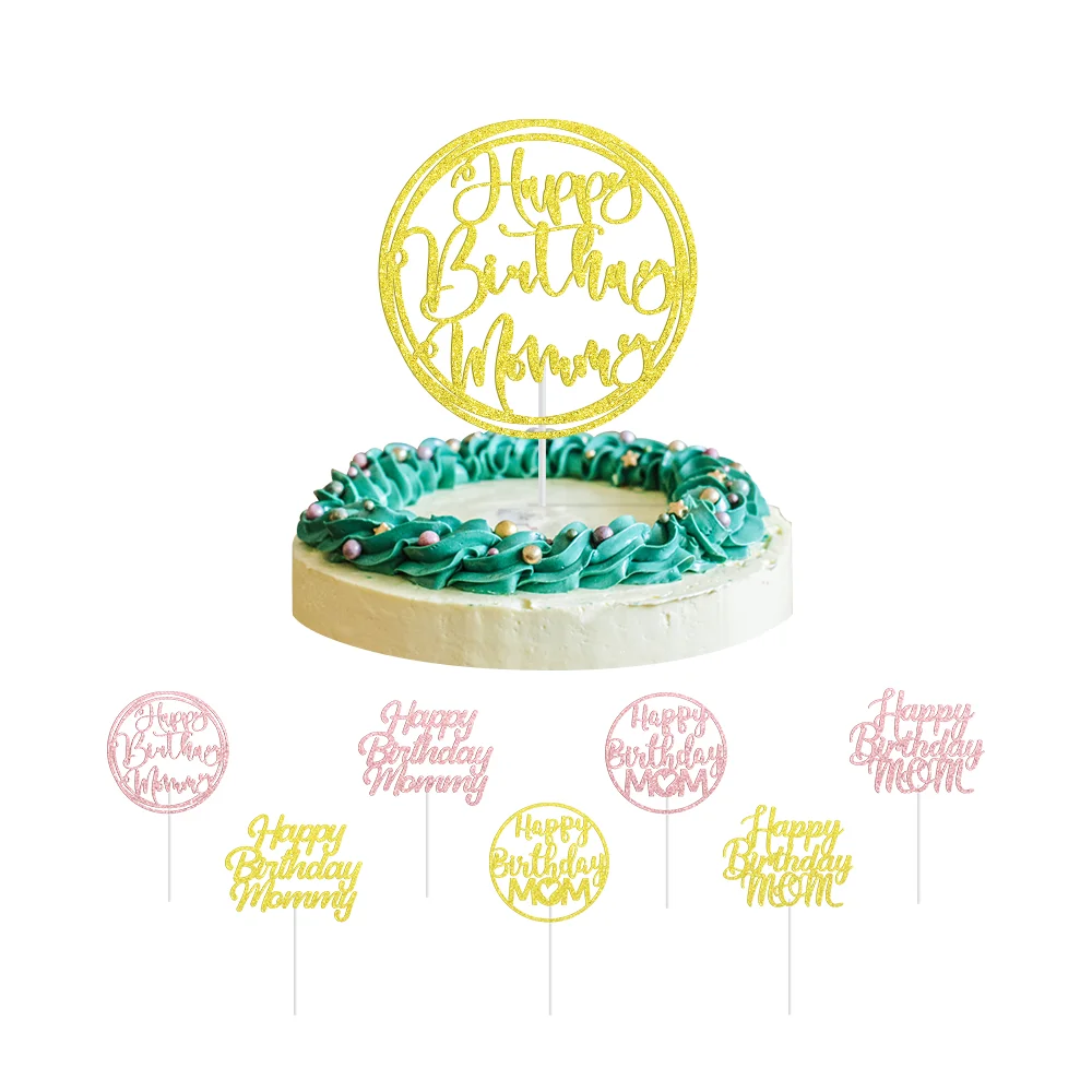 

Happy Birthday Mommy Mom Paper Cake Topper Cake Decoration - Round Circle
