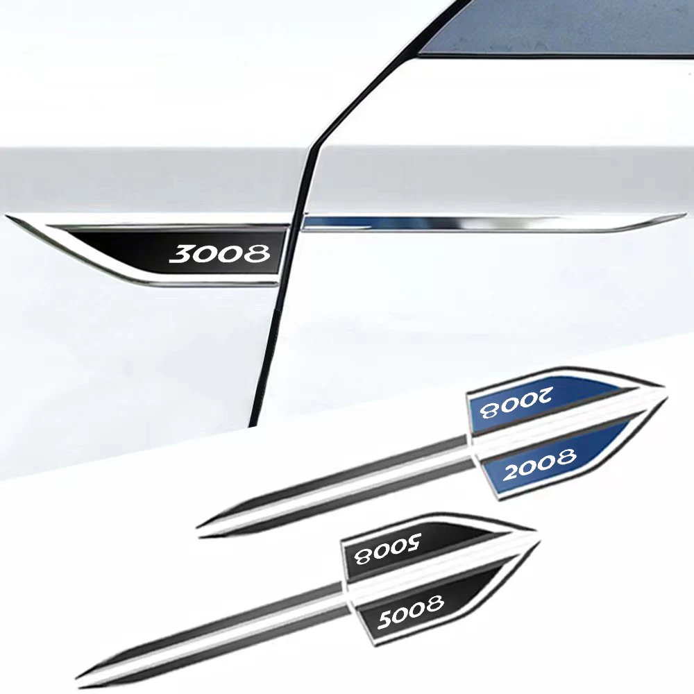 2X Car Body Fender Side Metallo Cromato In Lega Di Zinco Coltello Emblema Laterale Adesivo 3D Per Peugeot 2008 3008 4007 5008 Accessori Per Lo Styling