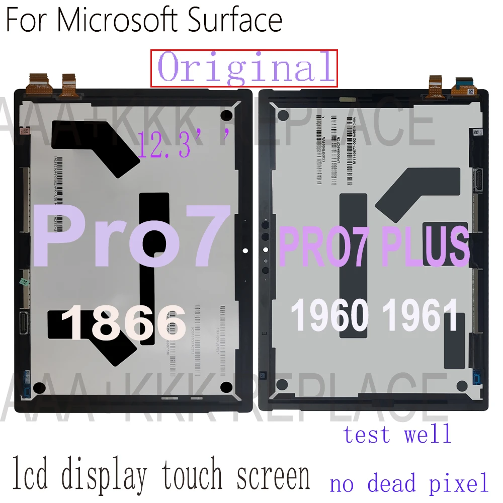12.3 "Originale Per Microsoft Surface Pro 7 1866 Surface Pro 7 Plus 1960 1961 Pro 7 Display Lcd Touch Screen Digitizer Sostituisci
