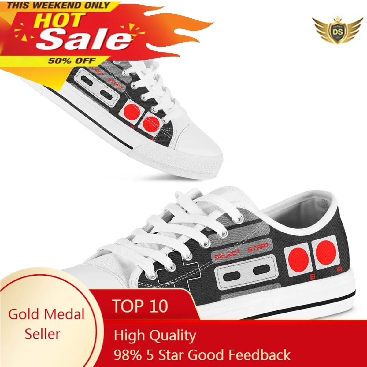 Women Casual Shoes New White Game Design Sneakers Breathable Flower Lace-Up Women Sneakers Women Shoes Fashion