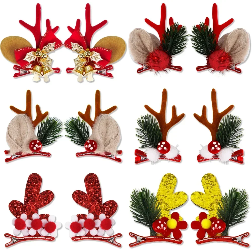 

Christmas Cute Deer Horn Hairclips Lovely Antler Clip Pair Clip Xmas Gifts Girls Happy 2024 New Year Merry Christmas Headbands