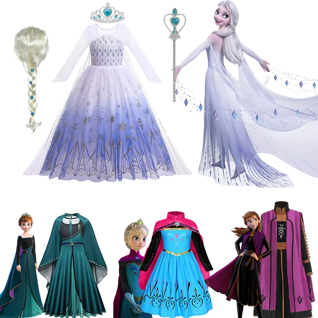 Disney-Elsa e Anna princesa vestido para meninas, roupa de lã infantil,  traje quente para crianças, Frozen 2, roupas de festa de aniversário,  inverno - AliExpress