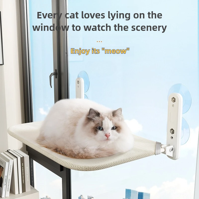 Cordless Cat Hammock – Suction Cup Window Bed for Sunbathing Cats 1