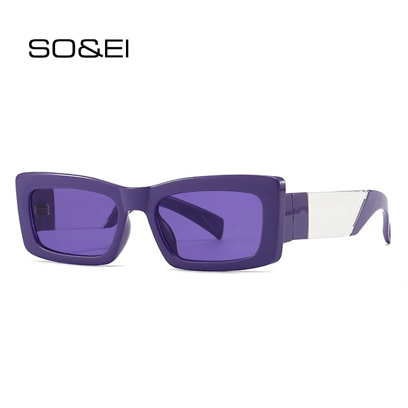 

SO&EI Fashion Small Rectangle Colorful Sunglasses Women Retro Double Color Shades UV400 Trending Men Square Gradient Sun Glasses