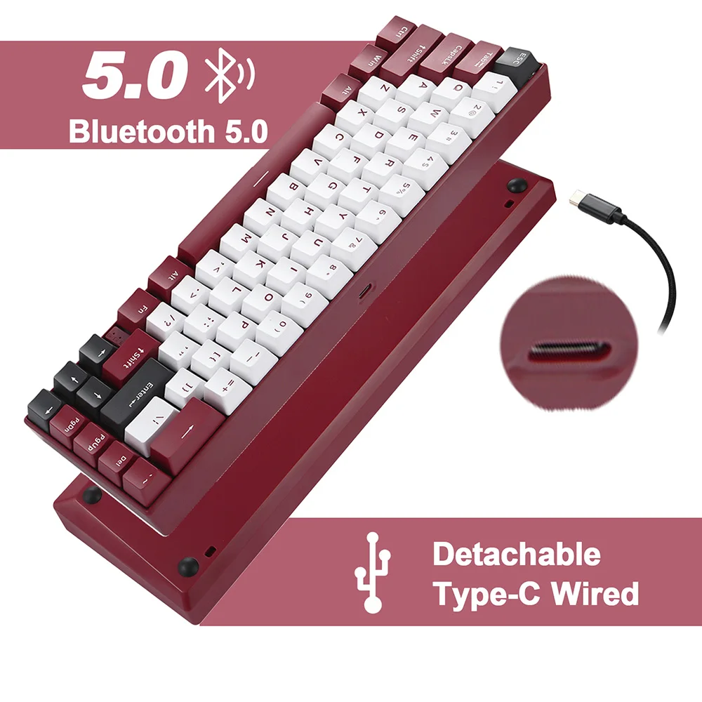 Motospeed BK67 Gaming Keyboard Bluetooth5.0 Wireless Wired