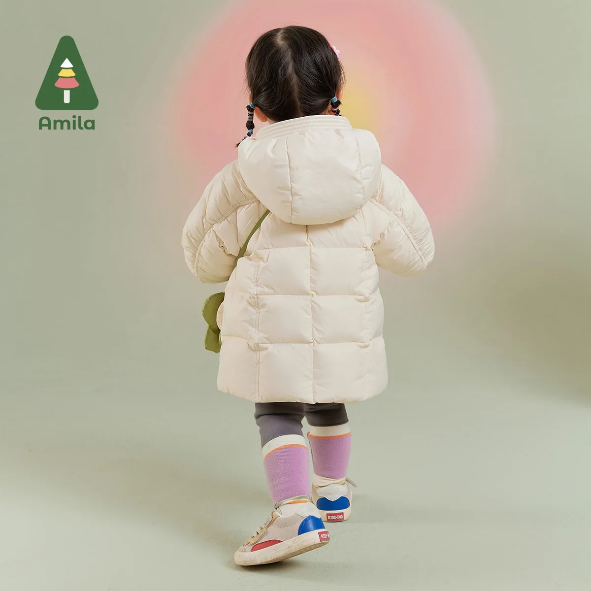 Amila Baby Girl Down Jacket Winter New Multicolour Hooded Fleecing Cute Extended Version Warm Baby Clothing