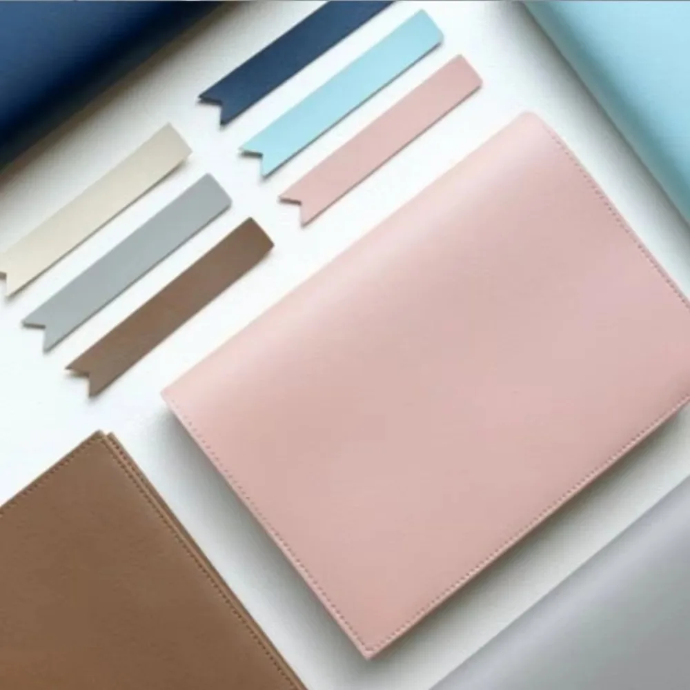한국어 PU 가죽 책 커버 단색 북마크 없음 노트북 가죽 커버 책 보호 커버 가정 사무실 사용