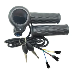 Electric Bicycle & Scooter Twist Throttle with LCD Speed Display and Handlebar Grips (24V - 72V LCD throttle)