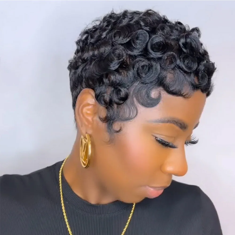 Curly Pixie Cut Short Wigs Human Hair Wig Black Women human hair wigs