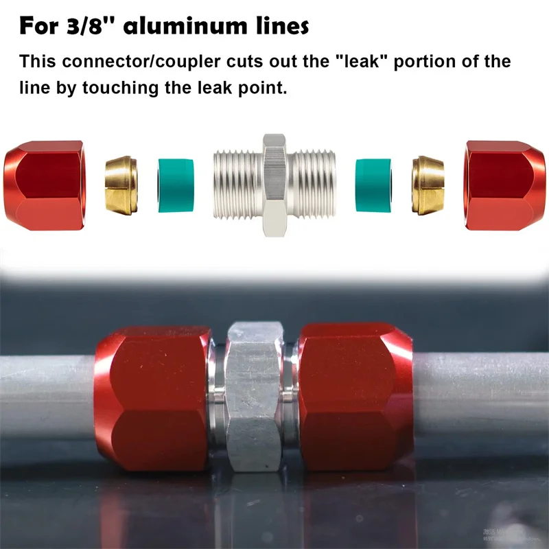Line Splice Connector For 5/8'' 3/8'' 1/2'' 5/16'' Aluminum Lines A/C Air Conditioning 800-640 800-641 800-642 800-643 Line Sp
