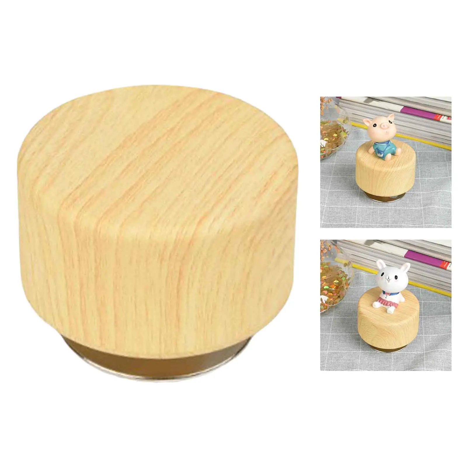 Wood Musical Boxes Base Clockwork Round Base for Home Valentines Birthday Children