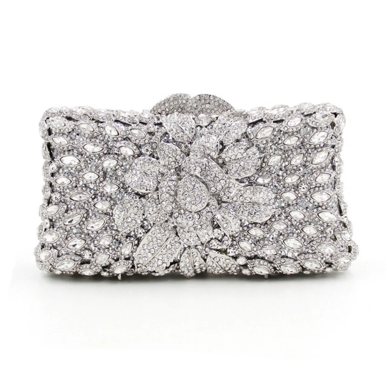 

Женская вечерняя сумка-клатч с цветами и бриллиантами