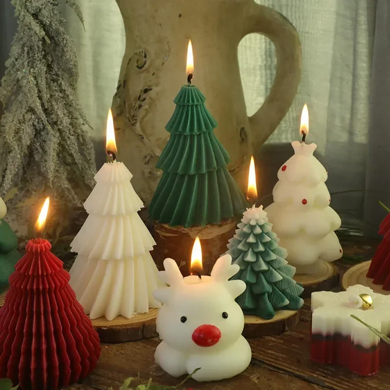 Christmas Tree Scented Candles Silicone Mold DIY Aromath Candle Soap Making Tools Resin Molds Christmas Candle Scented Decor