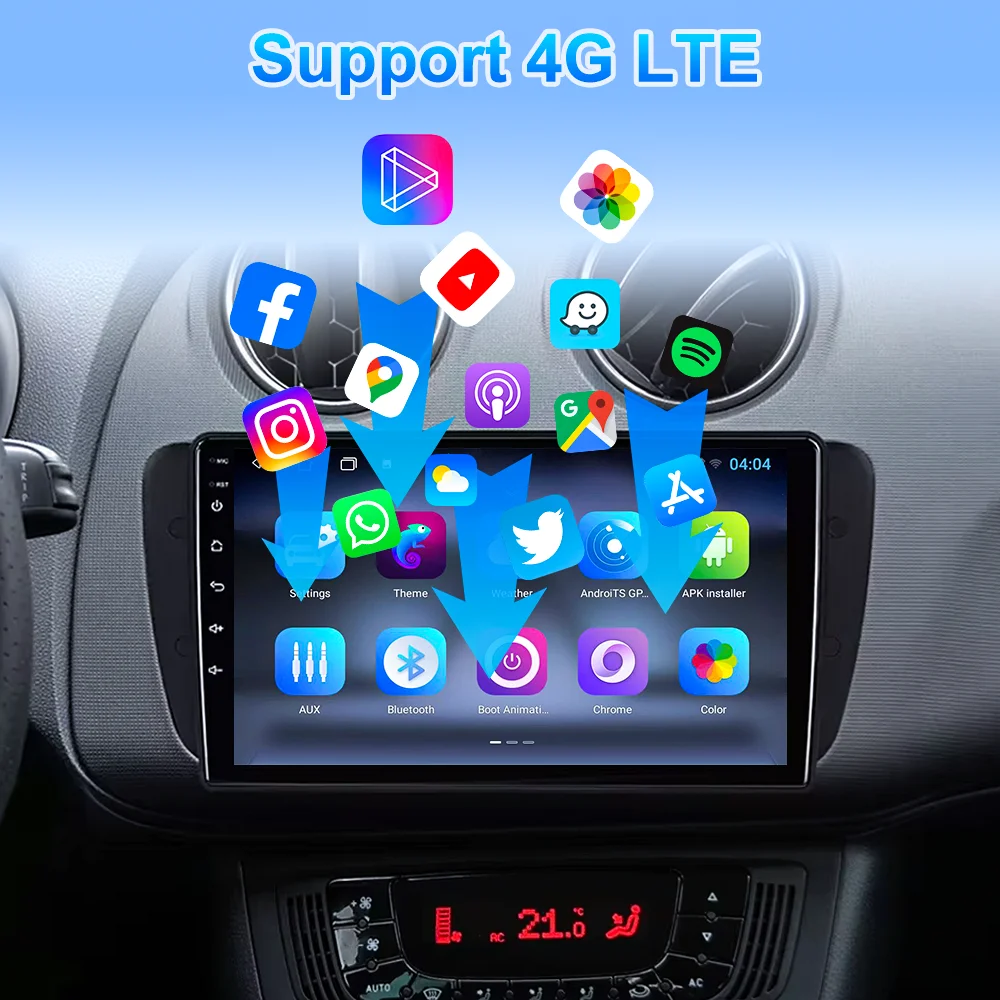 Android 16 Radio de coche para Seat Ibiza MK4 6J 2008-2015 reproductor Multimedia automático CarPlay Android Auto GPS Bluetooth 4G WIFI unidad principal 6