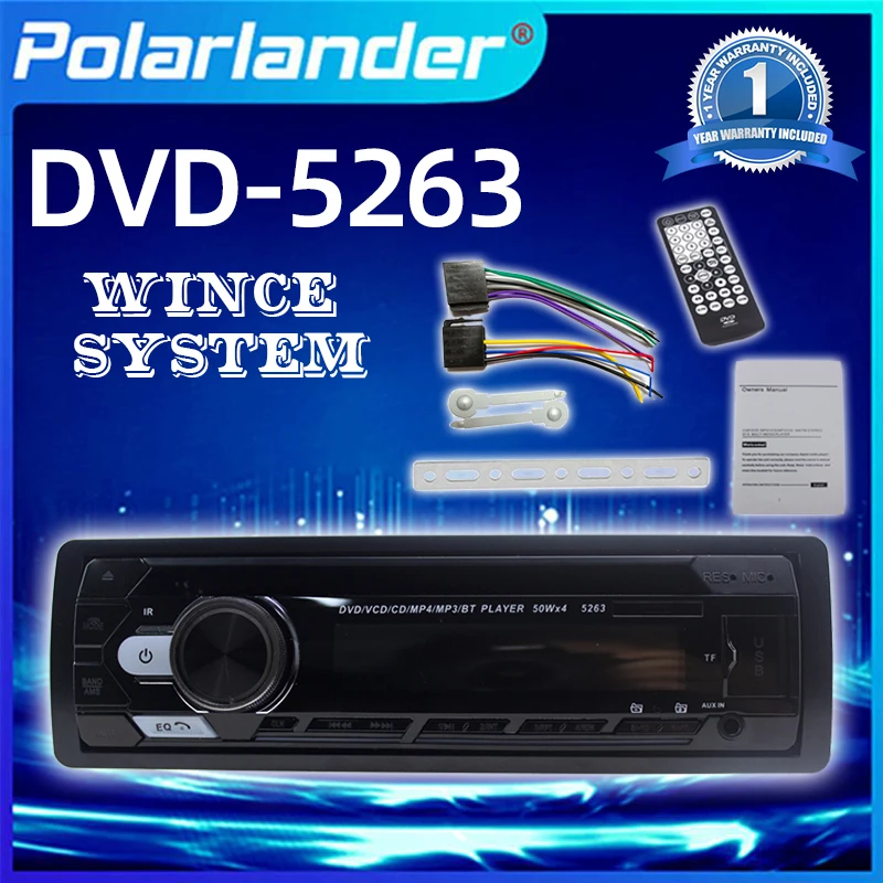 

PolarLander 1 Din Car MP3 SD/AUX/USB Handsfree 24V Charger FM Transmitter Bluetooth DVD CD Player Wireless Remote Control