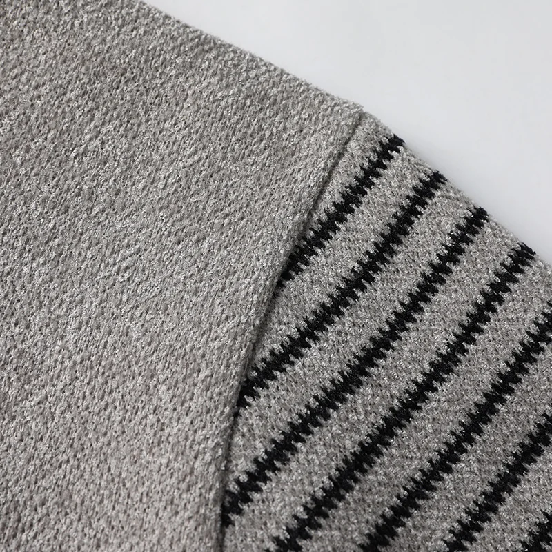 Basic Sweater Men Winter Fleece Lined Round Neck