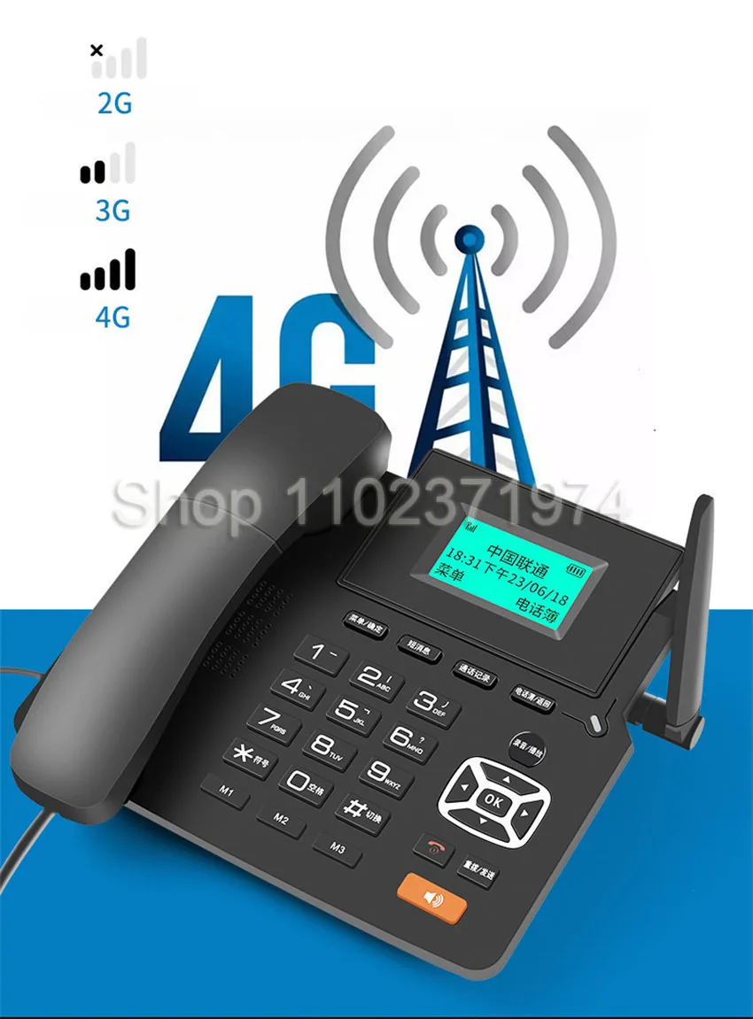 Description Picture 3 of item4G WIFI Wireless Fixed Phone GSM SIM Card Desktop Telephone With LCD Display Handsfree Call Recording for Office Home