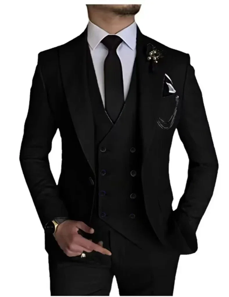 Men's Three-piece Suit Tailored Designer Clothe Formal Jacket with Peak Lapel for Celebrities on Demand