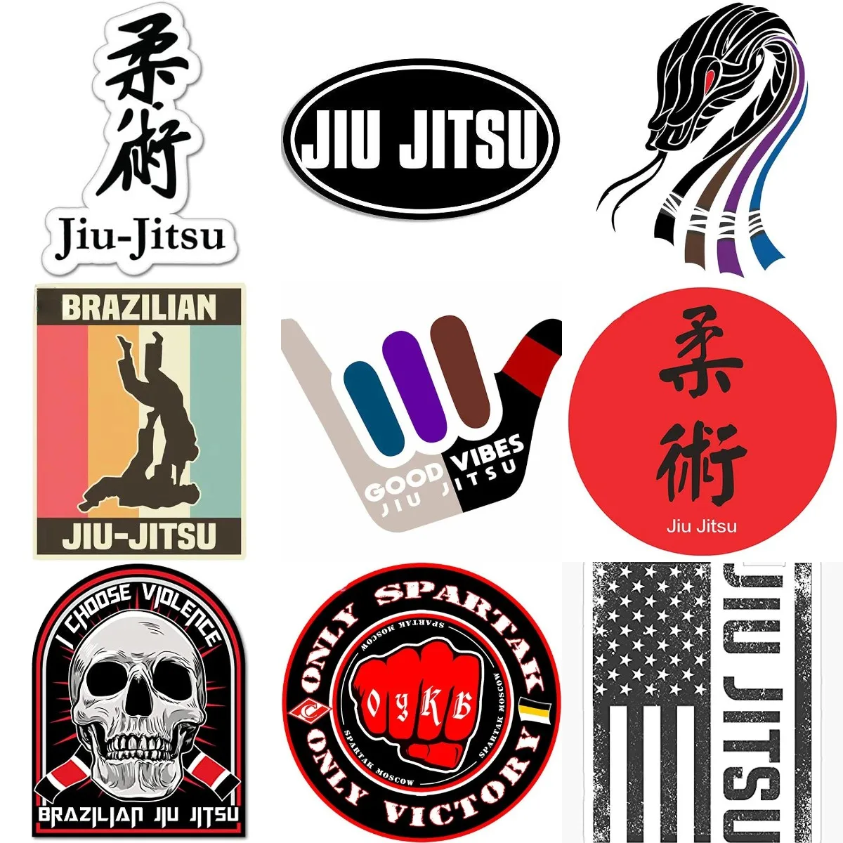 Jujitsu Fighting Wrestling Belt Skull Sticker Car Window Truck Camper Moto Casco Laptop Wall Room Pvc Decalcomania Assecories