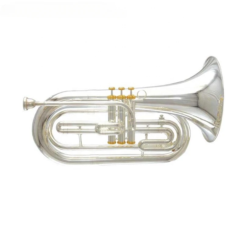 High Grade Gold Lacquer Bb Key Marching Baritone With 3 Pistons (JMB-210)