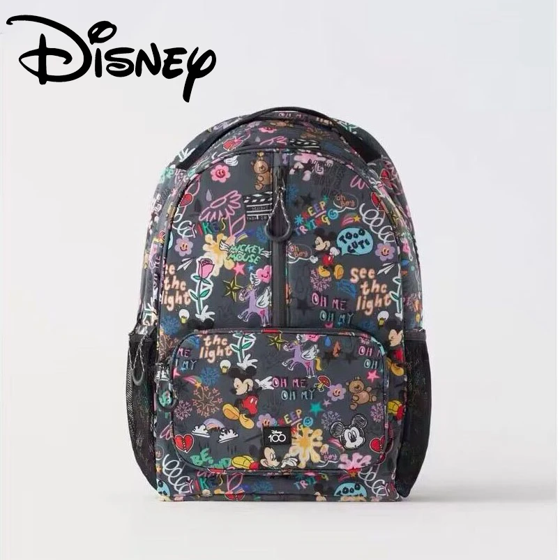 

Disney Mickey Graffiti Backpack New Cartoon Minnie Mouse Large Capacity School Bags for Men Women Portable Travel Bag