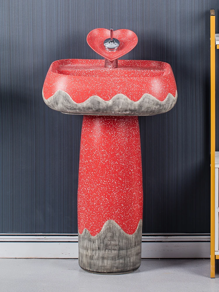 

Ceramic column basin integrated floor washbasin column balcony wash basin toilet