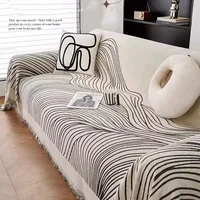 Chenille Sofa Covers Nordic Style Striped Couch Cover Both Sides To Use Sofa Cover Pet Furniture Protector for Four Seasons 2
