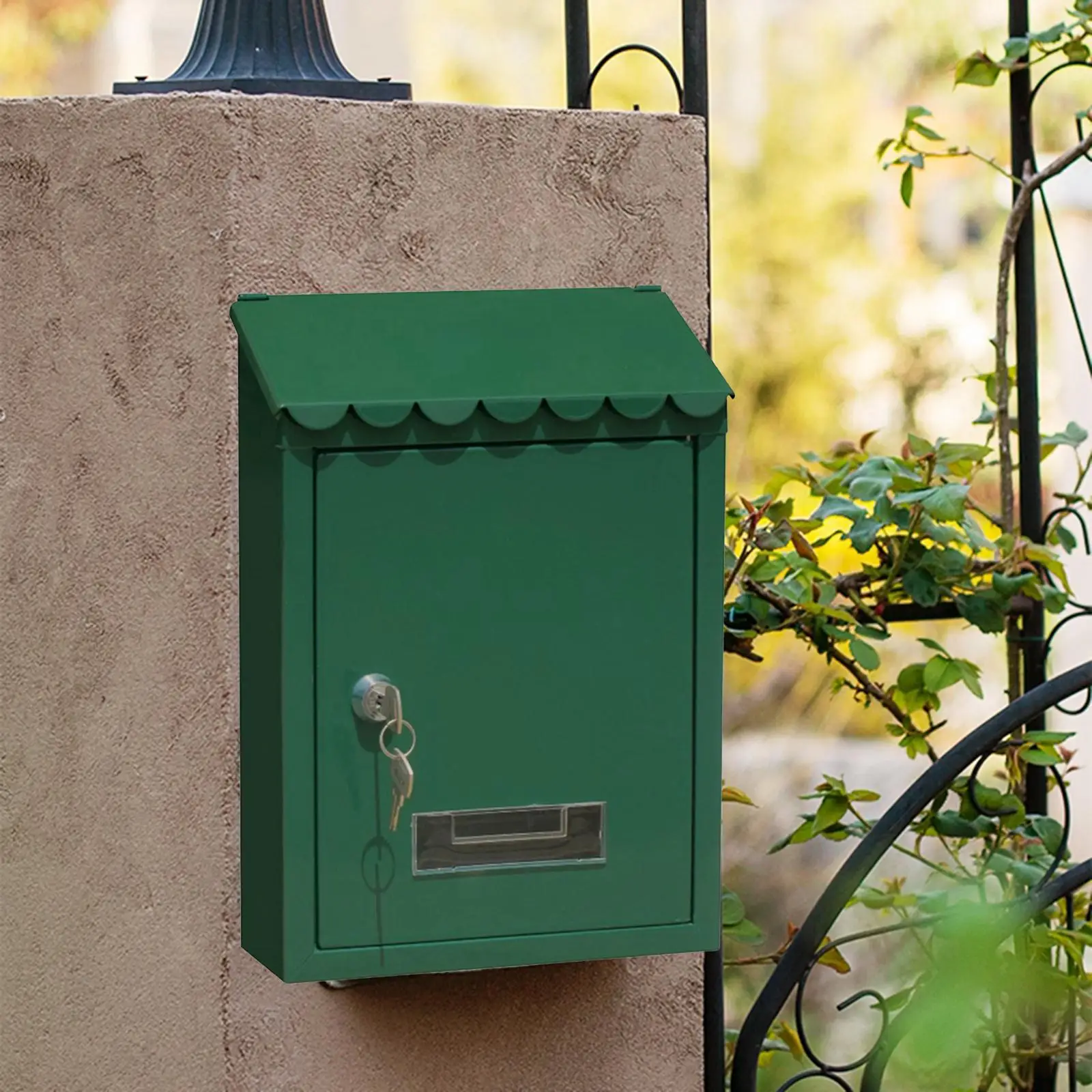 Metal Rustproof Post-Mounted Key Locking Mailbox with Letter Slot Drop Box Case