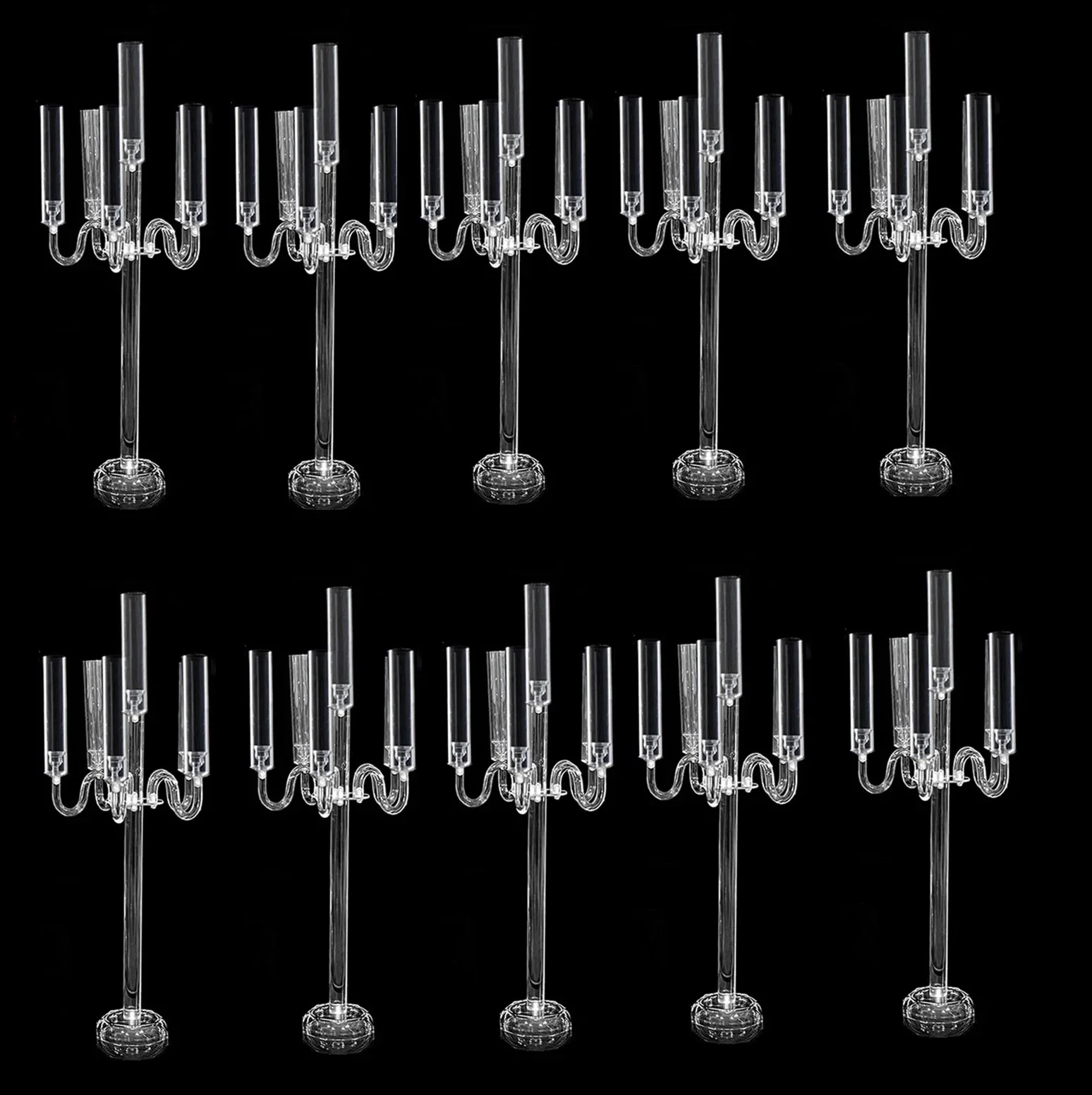 

5pcs10 PCS 5 Arms Candelabra Acrylic Candle Holders Wedding Table Centerpieces Flower Stands Party Candlesticks Decoration