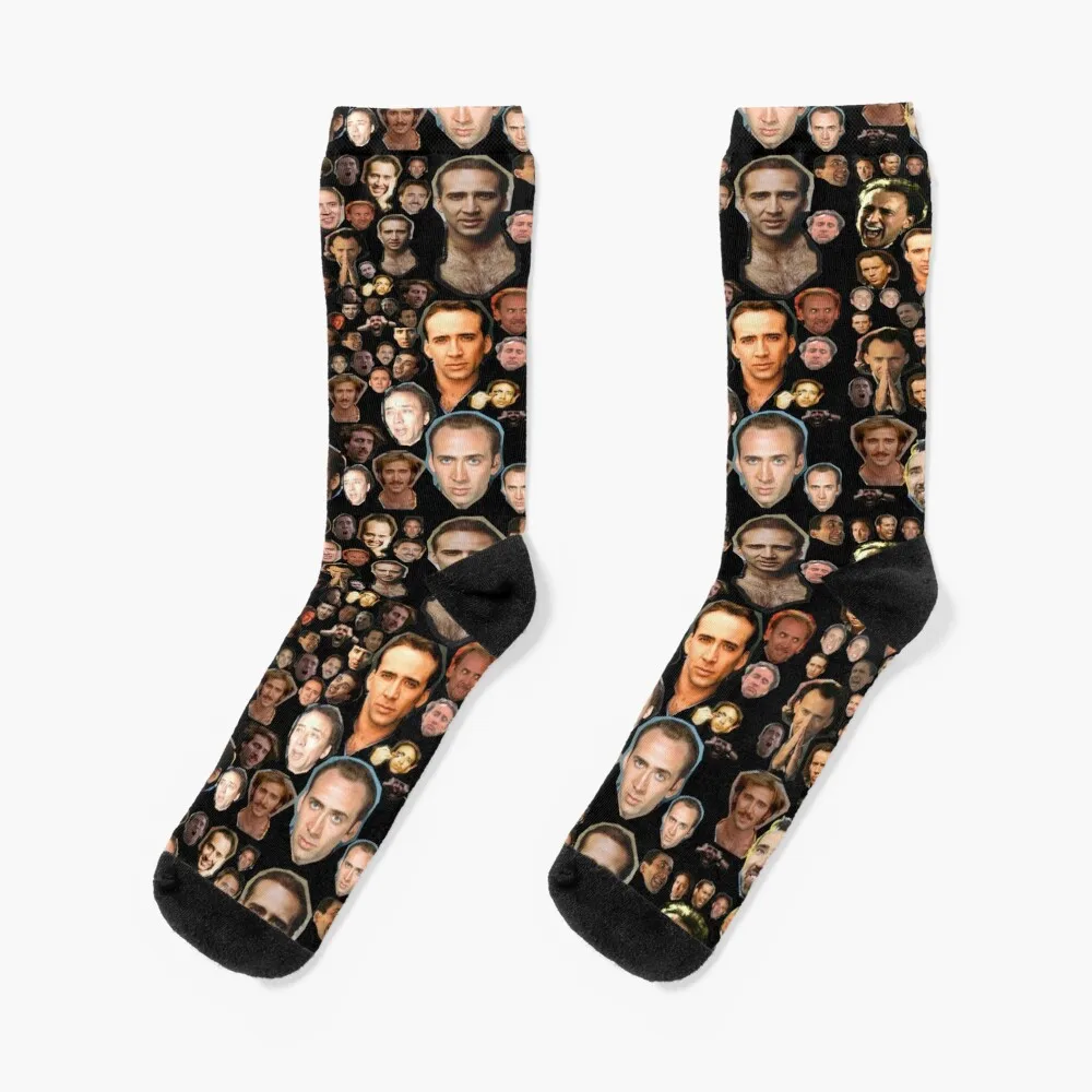 Nicholas Cage Faces Pattern - Nicolas Cage - Nick Cage - Nic Faces Pattern Socks man Lots happy Designer Man Socks Women's lowe nick at my age 1 cd