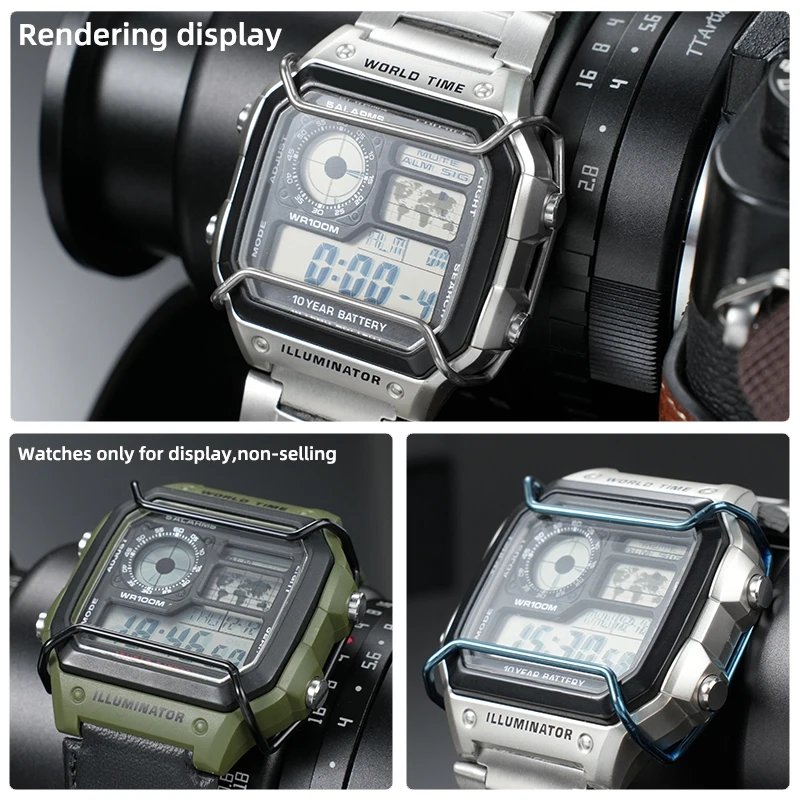 Suitable for Casio Watch Protection Bumper AE-1200/1300 Series Watch Anti-Collision Bumper Stainless Steel Accessories