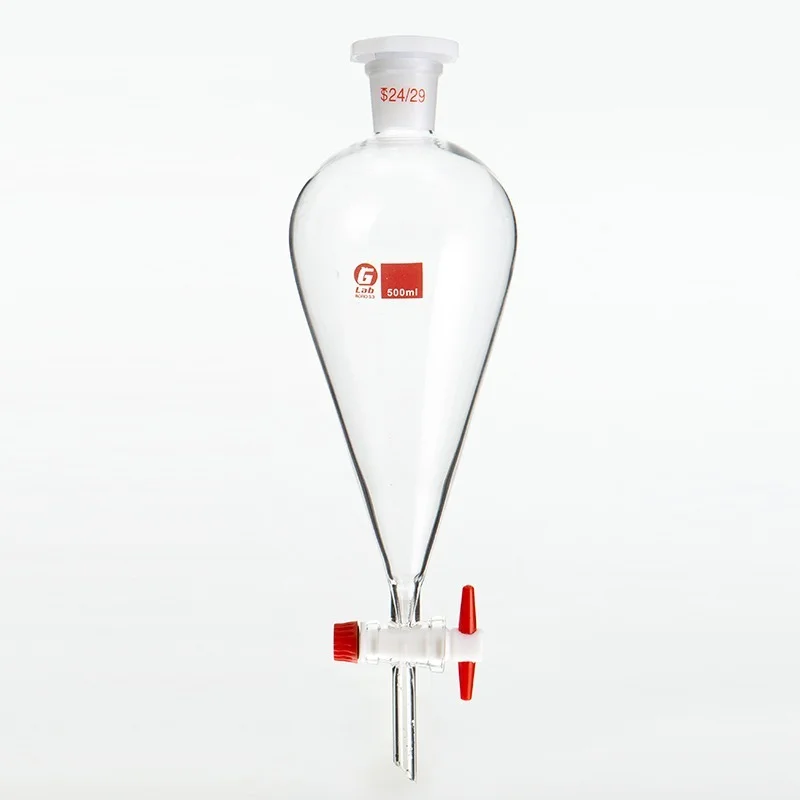 1pcs Pear-shaped Separating Funnel with PTFE Piston Clear and Thick 30ml To 1000ml for Lab Experiment lab glass supplies lab separatory funnel