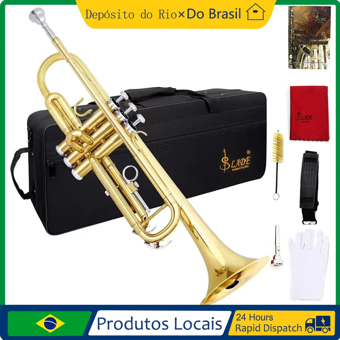 SLADE Bb Trumpet Brass Instrument Standard Brass Trumpet Set for